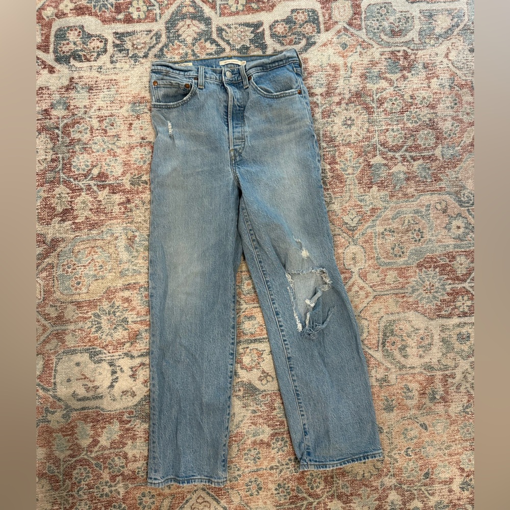 levi’s ribcage straight medium wash jeans size 27